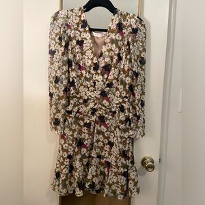 Astr Floral Long Sleeve Dress - Multicolor